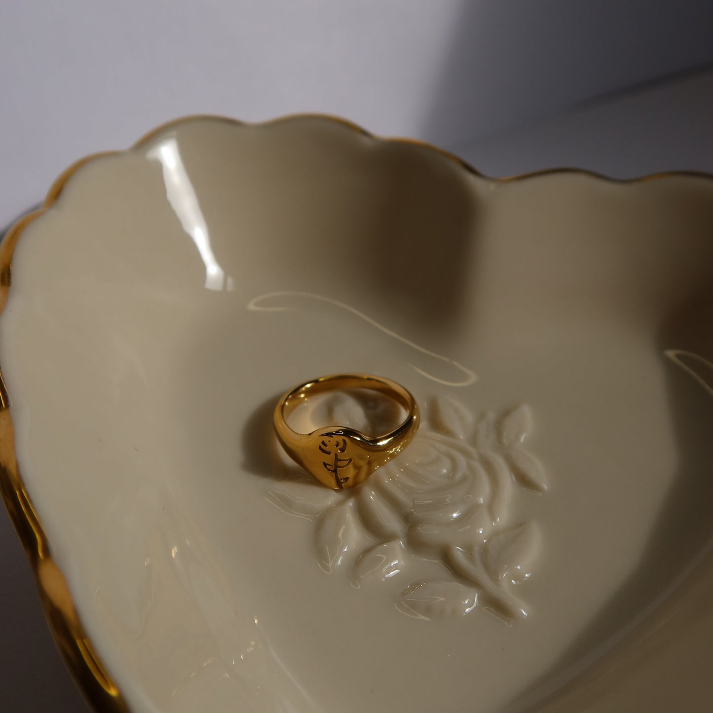 Rose Signet Ring from ShopEternidad.com Affordable 18K Gold Plated Jewelry