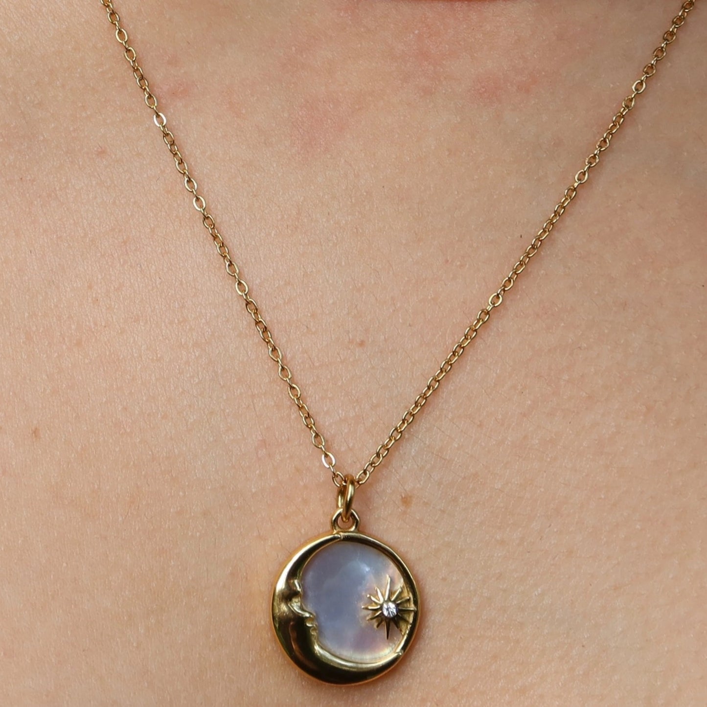 Moon Pendant Necklace from ShopEternidad.com Affordable 18K Gold Plated Jewelry
