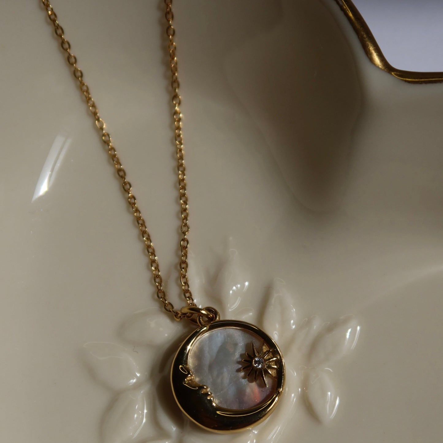 Moon Pendant Necklace from ShopEternidad.com Affordable 18K Gold Plated Jewelry