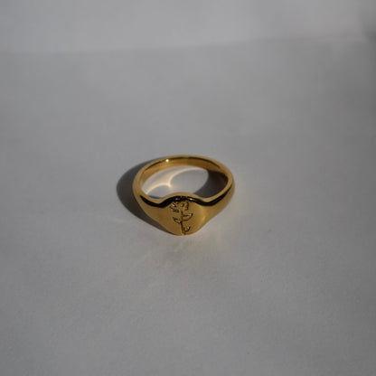 Rose Signet Ring from ShopEternidad.com Affordable 18K Gold Plated Jewelry