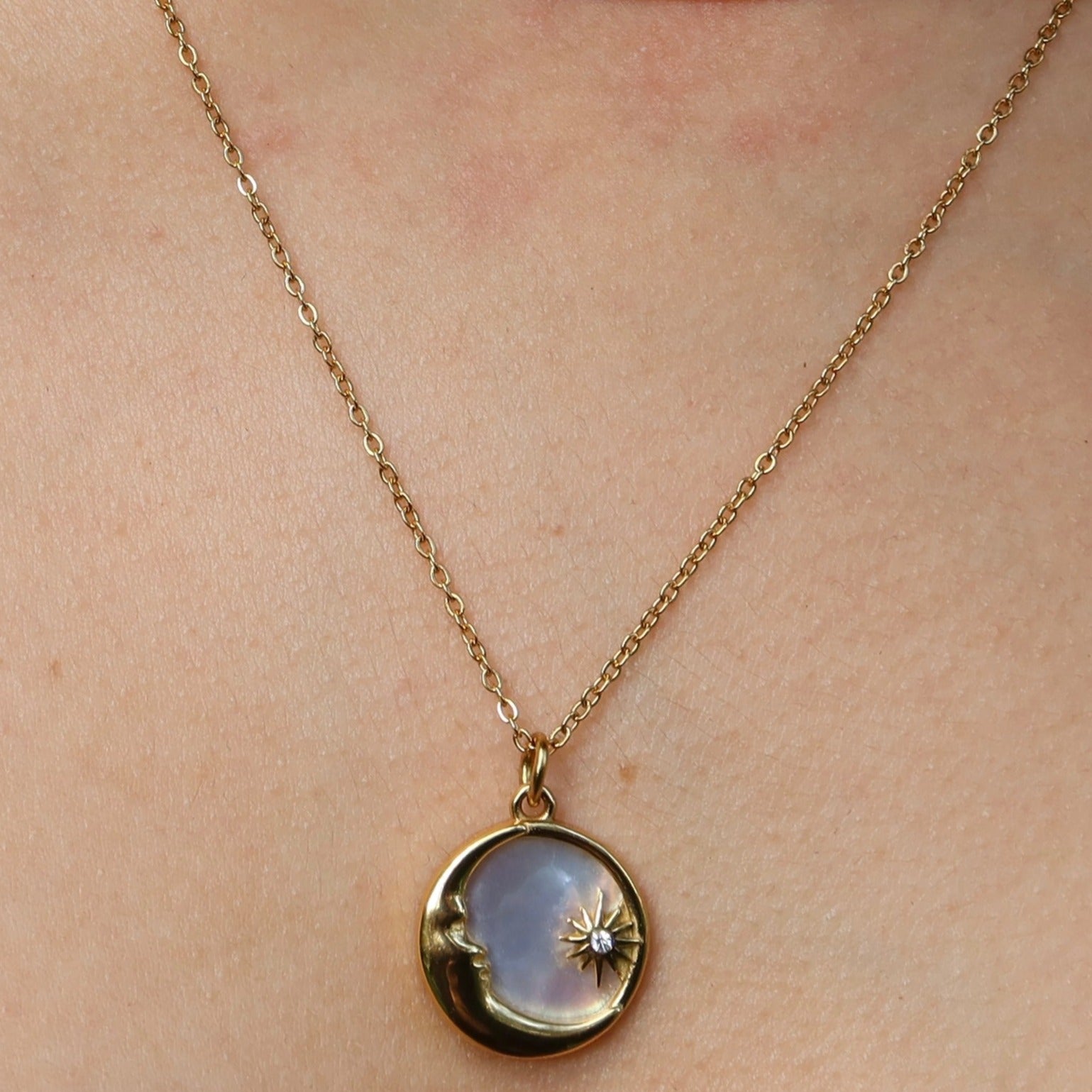 Moon Pendant Necklace from ShopEternidad.com Affordable 18K Gold Plated Jewelry